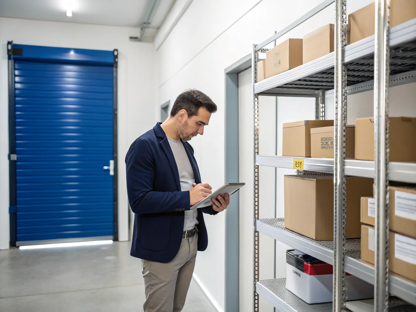 Professionnel gérant son stock dans un box Prospace